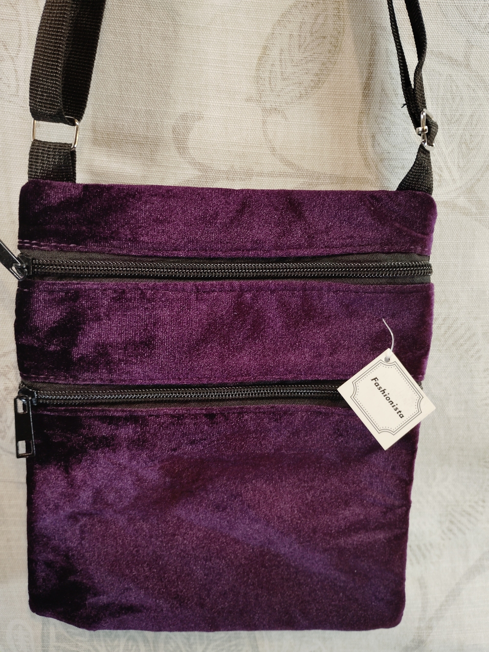 Fashionista Velvet Crossbody Bag in Deep Purple